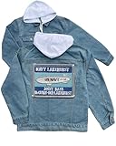 247EMBROIDERY nas lakehurst joint base mcguire dix lakehurst embroidered patch hood jean jacket Blue