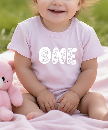 Image of Floral Numbers Ages 1-7 Birthday Girl Shirt for Baby & Toddler Youth Girls