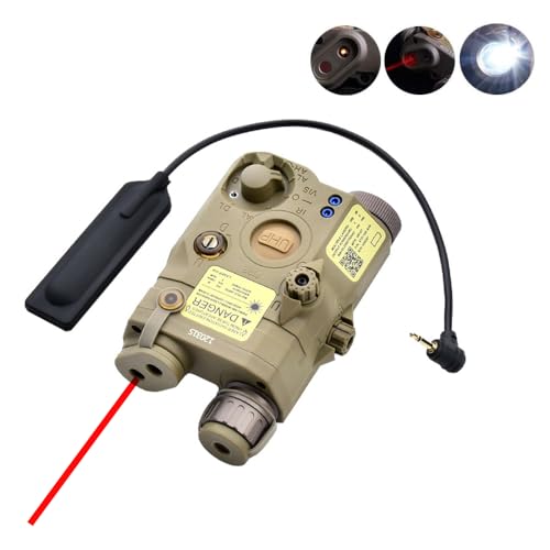 Plastic PEQ15 Box Aiming Laser Sight(with Red Laser+IR Fill Light+Strobe/Momentary/Constant White LED Flashlight), & Pressure Switch & Pressure Switch Mount Slot Combo,for 20mm Rail, Tan