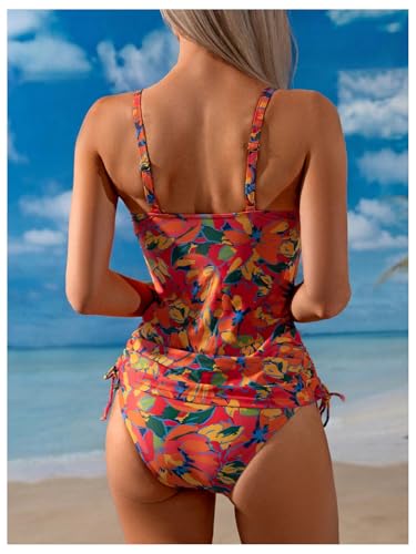 GORGLITTER Women's Floral Print Tankini Swimsuits Bow Tie High Waisted Bathing Suit Summer Beach Vacation Swim Wear2