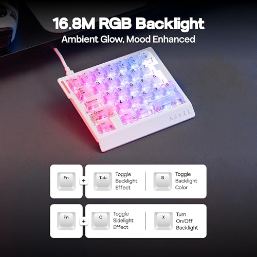 Image of MechLands AJAZZ AK029 One Handed Gaming Keyboard, 8Khz Polling, 29 Keys Rapid Fast Wired Keyboard, SOCD & DKS, Magnetic Switch, Adjustable Actuation, RGB Backlits, Aluminum Plate (White Transparent)