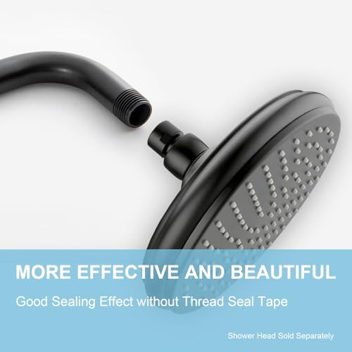 OFFO Shower Arm with Flange, 24 in Oil Rubbed Bronze Wall Mount Replacement Angle Shower Head Arm Wall-Mounted For Fixed Shower Head & Handheld Showerhead by OFFO - Used condition - Image 2