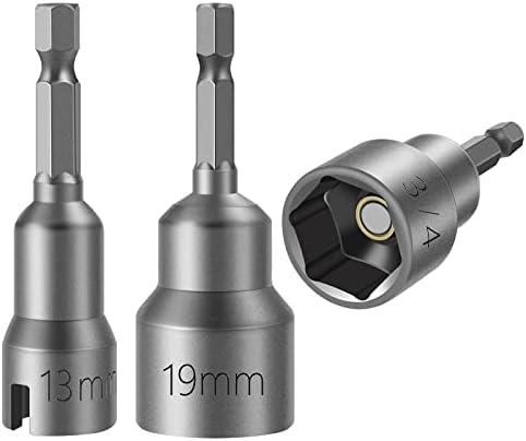 FTIHTRY 3pcs RV Socket Set, Leveling Scissor Jack Socket Drill Adapter With With 1/4" Quick Connect Shank Works With All 3/4" and 19mm Hex Drive Jacks.