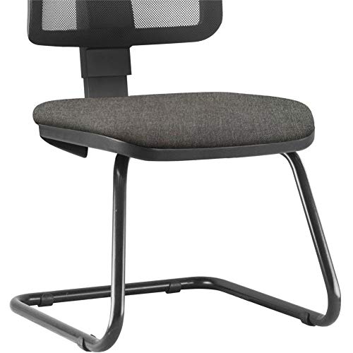 Kit 02 Cadeiras de Escritório Recepção Fixa Zip Linho Cinza Escuro - Lyam Decor