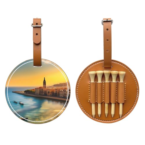 WXXWXD Sunset in Barcelona Printed Golf Tee Storage Bag - Portable Storage, Easily Organize Tees