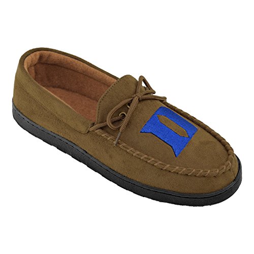 College Edition NCAA (Team) Premium Men’s Moccasin Shoes – Comfortable Flannel Lining Indoor and Outdoor use Easy Slip on and Off,