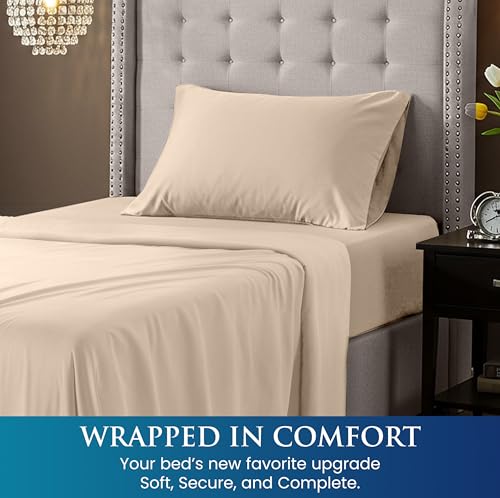 Image of Utopia Bedding Twin Sheet Set 3 Piece Soft Sheets - Beige