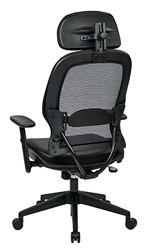 Space Seating Professional Airgrid Dark Back And Padded Black Eco Leather Seat, 2-To-1 Synchro Tilt Control, Adjustable Arms And Tilt Tension With Nylon Base Executives Chair With Adjustable Headrest #TOP6