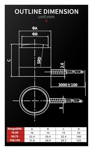 Capteur de force DYZ-103 de pesage compression mini format 1T 2T 20KN - 4