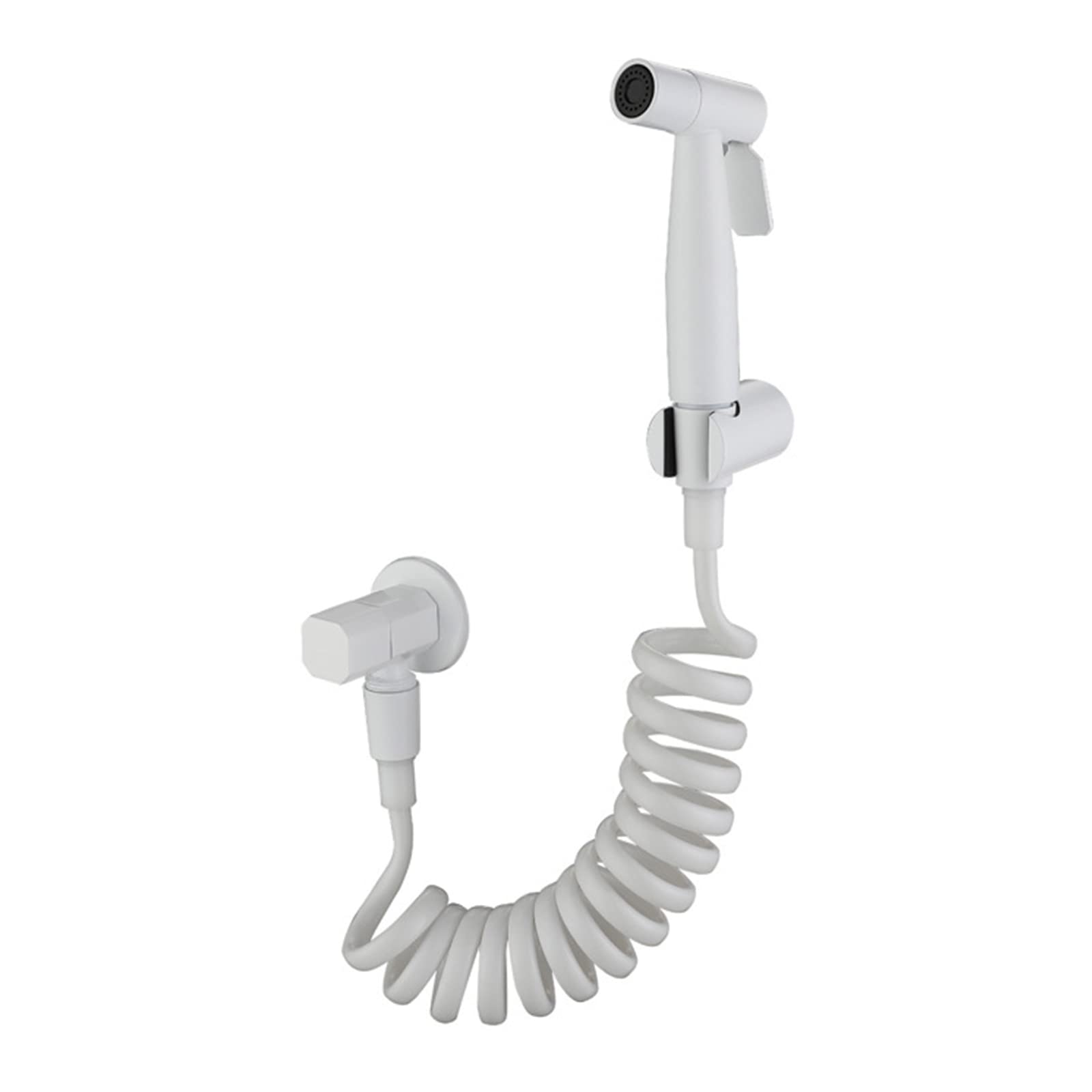 ApuaVireo&Co Bidet-Sprüher for die Toilette, weißer Hand-Stoffwindel-Sprüher mit Winkelventil, Badezimmer-Sprühset aus Messing for Babywäsche, Damenhygiene(B)
