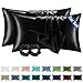 Produktbild BEDELITE Satin Kissenbezug 40 x 80 Schwarz - Kopfkissenbezug 2er Set Weich wie Seidenkissenbezug 40x80 Sommer mit 2 Haargummis für Haar und Haut, Similar to Silk Pillowcase Pillow Cover