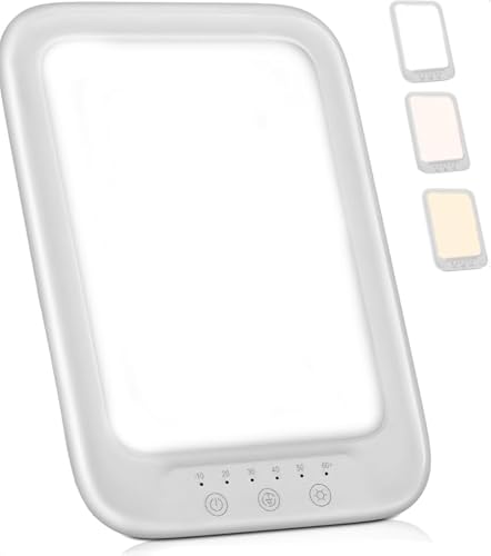 WY8 Grande lampe de lumière du jour, lampe de thérapie à DEL, lumière SAD, 20 000 lux, 3 modes de couleur, 10 intensités de lumière réglables, minuterie, contrôle tactile, lampe solaire pour la maison