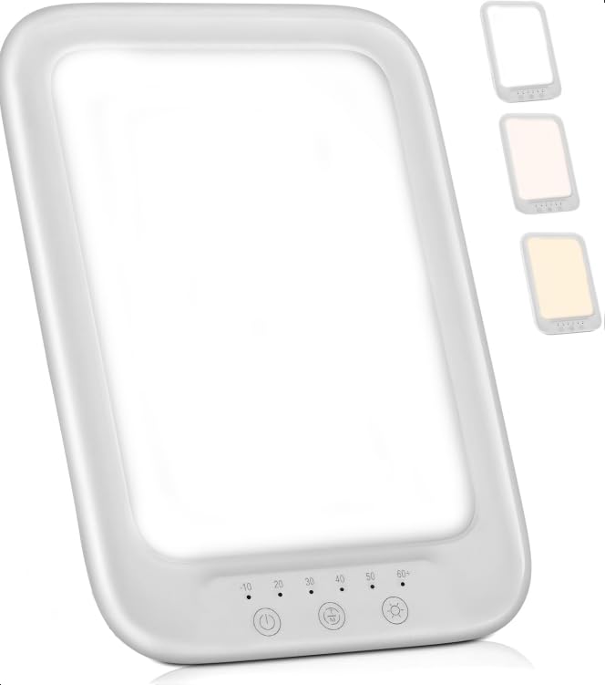 Large Daylight Lamp, LED Light Therapy Lamp, SAD Light, 20000 Lux, 3 Color Modes, 10 Adjustable Light Intensities, Timer, Touch Control Sunlight Lamp for Home
