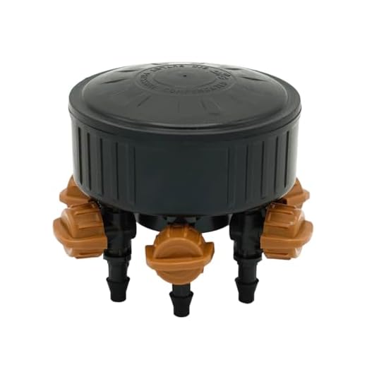 DIG AD6 6 Outlet Adjustable Manifold on 1/2" FPT Drip Water Connection, Black, Brown