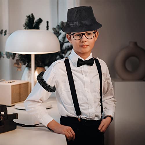 1920S Gangster Costume Accessories Set Kids Halloween Cosplay Vest Suspender Bow Tie Hat Beard Pocket Watch For Boys (3-4T) #TOP4
