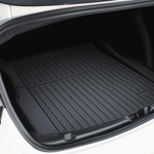 CARENTR Tesla Model 3 Highland 2024 2026 Floor Mats Set, Custom Fit All Weather TPE Car Mats with Front & Rear Floor Liners, Trunk Cargo Liner & Rear Storage Mats, 6PCS Model 3 Accessories — view 6