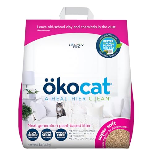 OKOCAT Super Soft Clumping Wood Cat Litter, 128 OZ