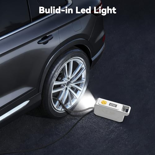 Image of 150 PSI Tire Inflator Portable Air Compressor with Digital Pressure, White