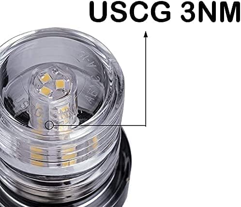 Miniatura 2 de Young Marine 25 pulgadas 3 millas náuticas LED blanco plegable luz de popa de barco luz de anclaje para pontón y barco de pesca, luces de anclaje de