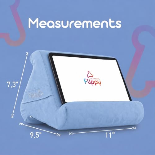 Flippy Original Tablet Pillow Stand & iPad Holder, Gift for Book Lovers & Readers, Multi-Angle Stand with Storage for Lap, Desk & Bed, Compatible with Kindle, Fire, iPad & Samsung, BlueHue 4.0 by Flippy - Used condition - Image 2