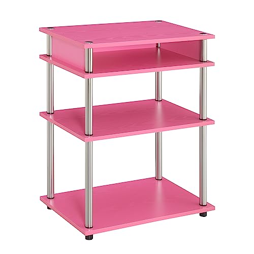 Convenience Concepts Designs2Go Tools Shelves 23.75"-Contemporary Modern Storage Printer Stand For Office Organization, Pink/Chrome #TOP26