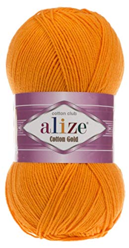 Image of 55% Cotton 45% Acrylic Alize Cotton Gold Yarn 1 Skein /Ball 100 gr 360 yds (83-Pumpkin)