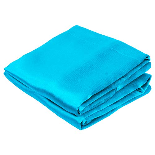 Image of Story@Home Room Darkening Faux Silk Noise Reducing Thermal Insulated Eyelet Ring Top Blackout Curtains Set of 2 Piece with Tie Backs - (5 Feet - Window) 46 Inch x 60 Inch, Ocean Blue