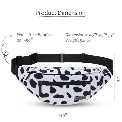 Image of MAXTOP Cow Print Crossbody Bags for Women Cute Fanny Pack with 4-Zipper Pockets for Enjoy Music Concert Hiking Running Cycling Traveling Hands-Free Waist Pack Fits All Phones