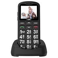 CHAKEYAKE Seniorenhandy mit Großen Tasten | Mobiltelefon Ohne Vertrag mit 1.7 Zoll LCD | SOS-Funktion | Dual SIM Tastenhandy mit Taschenlampe | Ladestation | Schwarz-G180