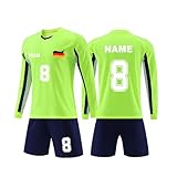 【Benutzerdefiniert Torwart Trikots】 - Personalisiertes Fußballtrikot mit Namen, Nummer, Team und Logo, wie im Bild gezeigt, Name auf der Rückseite des Fußballtrikots, Team und Logo auf der Vorderseite des Fußballtrikots, Zahlen werden auf das Trikot und eine Position auf die kurze gedruckt werden.