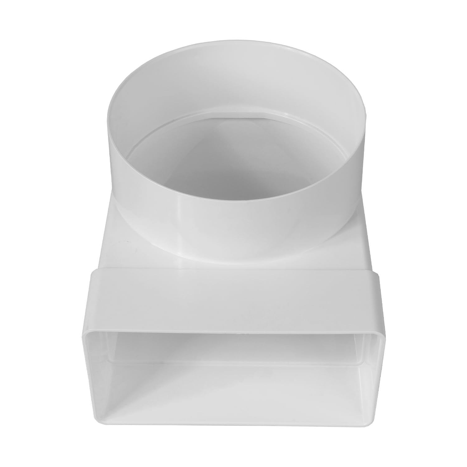 Repa Market Conector de tubo rectangular de 90 grados 150 x 75 mm para tubo de ventilación redondo de 125 mm – Tubo redondo de plástico ABS para calefacción, refrigeración, canal plano, conducto de