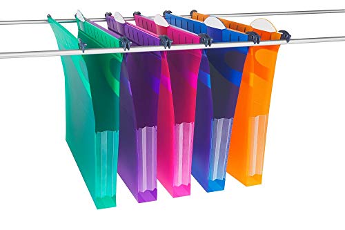 Rexel 2102574 Multifile Extra Secura Foolscap Suspension File, 200 Sheet Capacity, 30 mm Squared-Base, Polypropylene, Assorted, Pack of 10