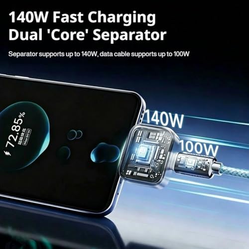Adapter do szybkiego ładowania z automatycznym wyłączaniem, ochraniacz ładowarki 140 W, z odłączeniem pełnego ładowania AI, zapobieganie przeładowaniu i ochrona zdrowia baterii, używany do różnych