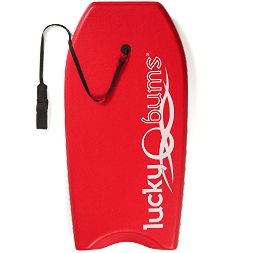 Lucky Bums Boogie Board for Kids and Adults - Body Boards for Beach, River, & Lake, Mini Wakeboard with EPS Core Slick Bottom and Leash, Red, 37-inch
