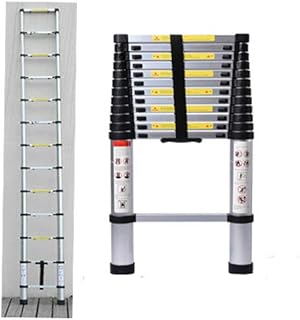 3.8m 12.5 feet Ladder Aluminium Telescopic Foldable Multi Purpose Ladder Portable Steps Ladder Extendable with 150kg/330lbs Load EN 131