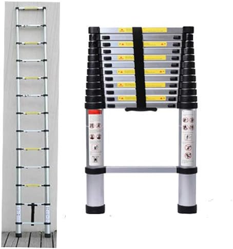 3.8m 12.5 feet Ladder Aluminium Telescopic Foldable Multi Purpose Ladder Portable Steps Ladder Extendable with 150kg/330lbs Load EN 131