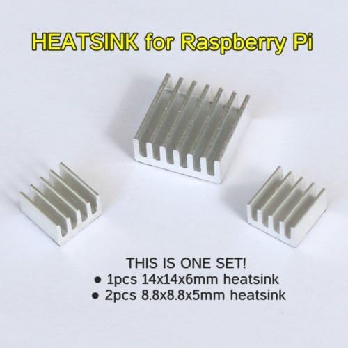 Raspberry Pi Heatsink Set for RP3B, 2B and B+ (Set of 3 Aluminum Heat Sinks)