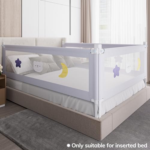 omzer 3-Piece Bed Rails for Queen Bed - Height Adjustable Bed Rail for Toddlers with Double Child Lock, Bed Rail for Baby Kids with Pattern, Infants Toddler Bed Gate for Queen Size Bed, 78.7x78.7x59” by omzer - Image 8