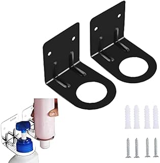 BiJun Soap Pump Bottle Dispenser Wall Mounted, Soap Dispenser Holder Stand Storage Hanging Rack Shampoo Shelf Free Variable Diameter Ring ,Big Bottle and Small Bottle Can be Changed (Black)