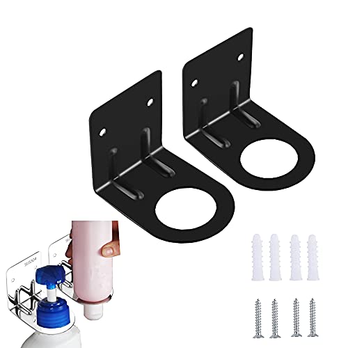 BiJun Distributeur Savon Mural, Distributeur Savon Liquide Bouteilles Pompe Main Support Distributeur de étagère Shampooing Anneau de Diamètre Variable Grande Petite Bouteille Pouvant être Changés Cover