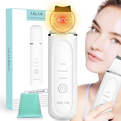 Ultraschallpeelinggerät ANLAN 45°C Heat peeling gesicht Haut Scrubber Skin Porenreiniger Akne Mitesser Entferner Ionen Extraktor Hautreiniger für Gesichtsreinigung Gesichtspflege Hautmassage