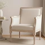 Upholstered French Accent Chair with Padded Arms & Foam Cushions, Set of 1