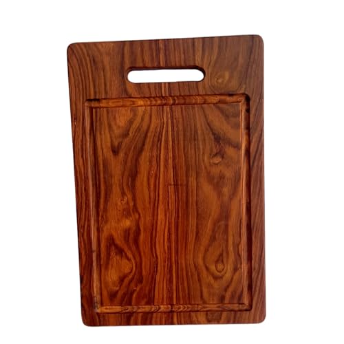 Image of Hutson Sheesham Wood Cutting Board 15 Inch with Handle & Juice Groove - Wooden Chopping Board for Kitchen, Meat, Vegetables, Charcuterie & Serving Board