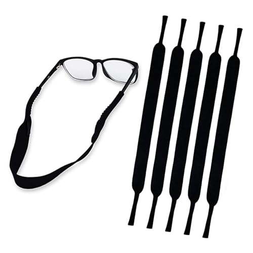 ZALIZR 5 PCS Glasses Strap - Neoprene Floating Eyewear Retainer Strap - Anti-Slip Elastic Sports Sunglasses & Eyeglasses Holder Straps - Black Glasses Neck Lanyard Cord