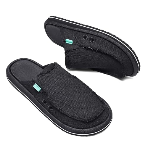 Mens Open Back Slip On Shoes Casual Canvas Slippers with Breathable Design Comfortable Outdoor Slide Shoes for Travel Walking Garden Everyday Wear4