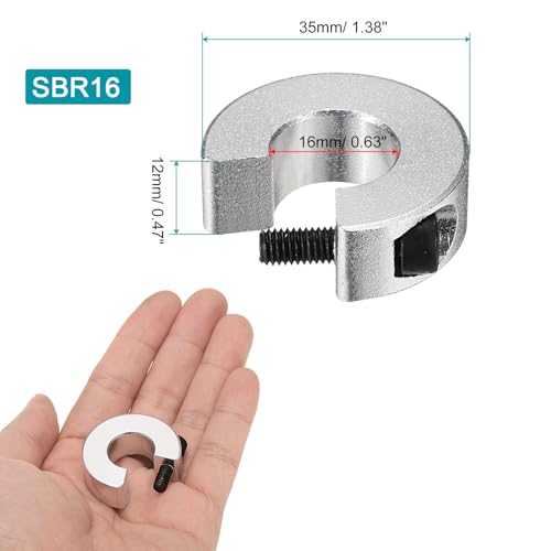 QUARKZMAN SBR16 Linearer Schienenstopper Linearschienen Wellenanschlagring SBR Schienenstopper Aluminiumlegierun Wellenbegrenzungs Befestigungsringen, Silberfarben, 8 Stück