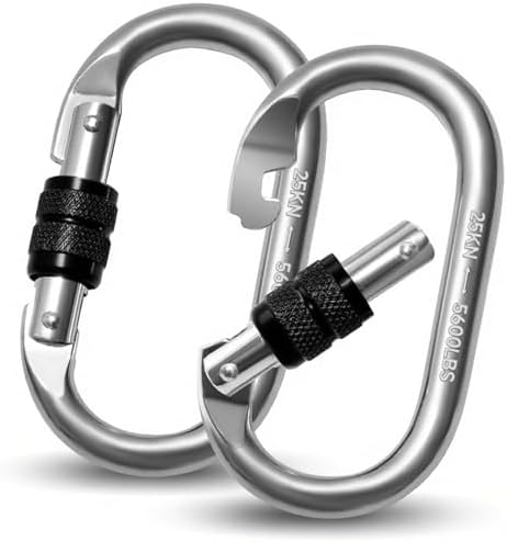 Vipuikos Karabinerhaken Groß, Schwerlast Karabiner mit Schraubverschluss | O-förmige 25 kN Schraubkarabiner aus Stahl, Durchmesser 10mm, 11 x 6 cm für Hängematte, Camping, Schaukel