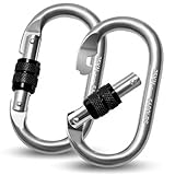 Vipuikos 2 Stück Karabinerhaken 25KN, O-förmige Karabinerhaken Groß, Schwerlast Sicherheitskarabiner Edelstahl, 2500 Kg Belastbarkeit Karabiner für Yoga, Hängematte, Camping, Schaukel(Silber+Schwarz)