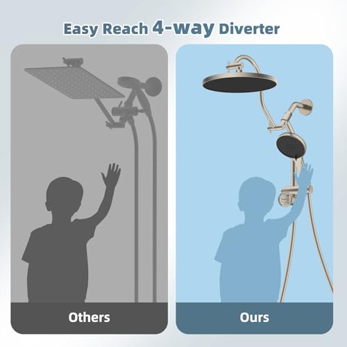 Hibbent 10'' Rain Shower Head Combo, 3 Handheld Sprays, Brushed Nickel - image 6