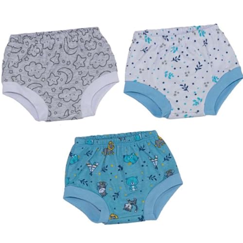 Kit 3 Tapa Fraldas Calcinhas Cuecas Bebê Menino Menina 100% Algodão Premium (Menino, P 0 a 4 meses)